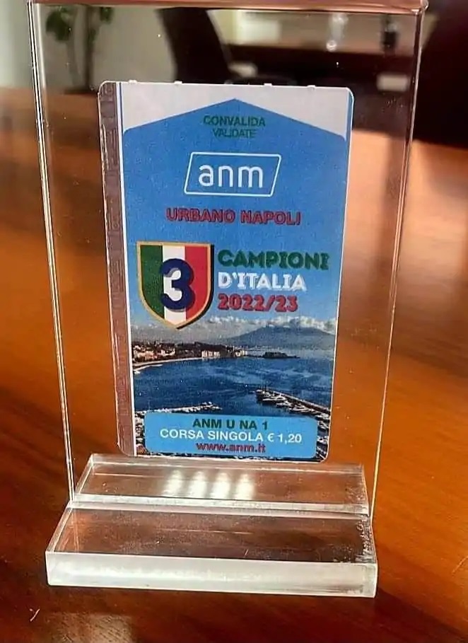biglietto celebrativo ANM dello scudetto napoli